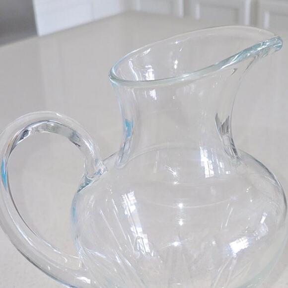 Block Crystal Clear Etched Pitcher Thick Glass, Heavy Bottom Juice Liquor Water - Picture 5 of 7